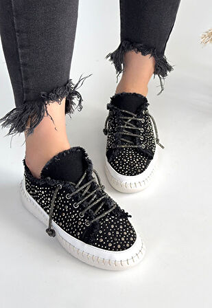 Guja Siyah Kot Bağcıklı Spor Ayakkabı