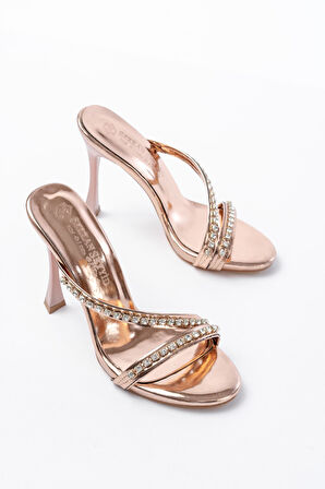 Kadın Rose Taşlı Platformlu Topuklu Terlik