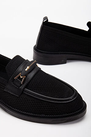 Stony Kadın Siyah Günlük Ortopedik Zincir Detaylı Babet