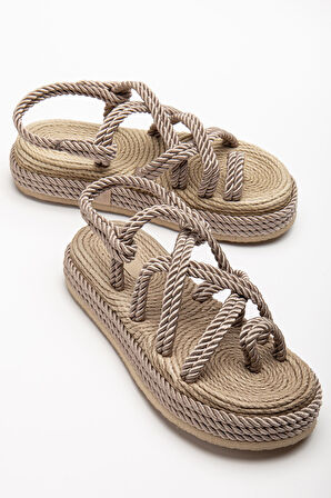 Bless Kadın Vizon Günlük Rahat Taban Hasır Sandalet Terlik