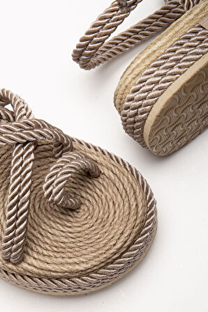 Bless Kadın Vizon Günlük Rahat Taban Hasır Sandalet Terlik