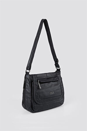 Ziwen Siyah Cilt Omuz Çantası