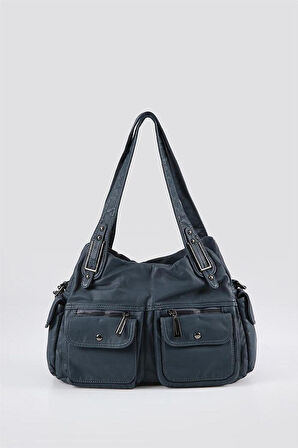 Oten Mavi Cilt Omuz Çantası