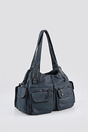 Oten Mavi Cilt Omuz Çantası