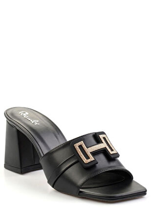 Leyya Siyah Cilt Topuklu Ayakkabı