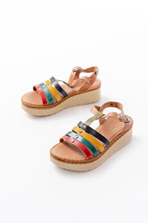 730-142 Multi Hakiki Deri Ortopedik Taban Kadın Sandalet