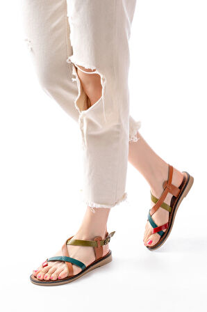 205-08 Multi Ortopedik Hakiki Deri Kadın Sandalet