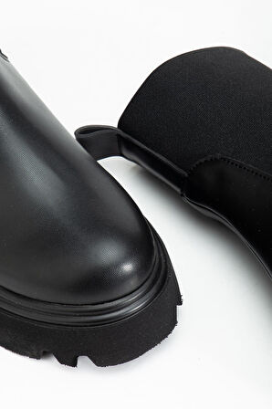 K-815 Siyah Lastikli Yüksek Tabanlı Günlük Kadın Bot