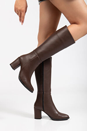 YSN-4422 Kahve Topuklu Kadın Çizme