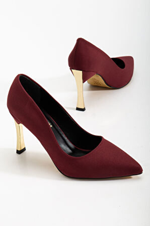 Kadın Bordo Saten Sivri Burun İnce Topuklu Stiletto