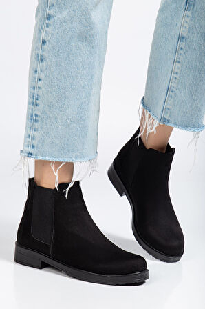 Siyah Süet Lastikli Günlük Kadın Bot