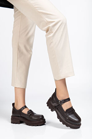 Kahve Günlük Yüksek Tabanlı Loafer Ayakkabı