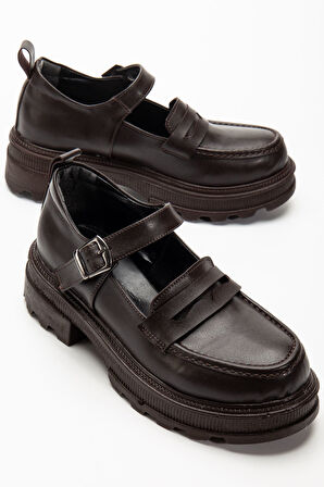 Kahve Günlük Yüksek Tabanlı Loafer Ayakkabı