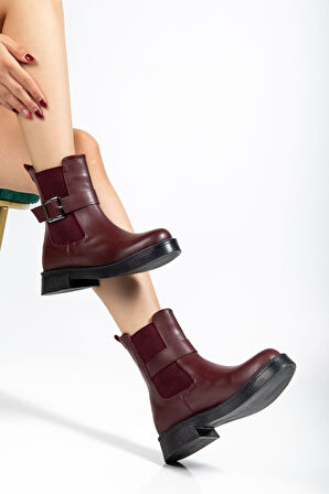 Kahverengi Toka Aksesuarlı Lastikli Günlük Kadın Bot - 