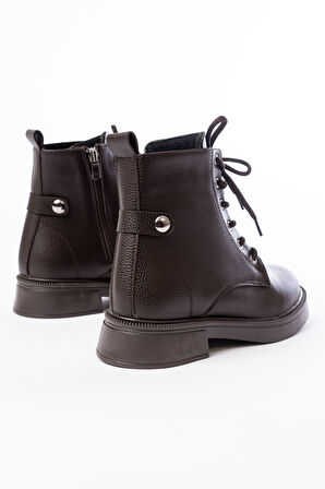 Kahve Galata Bağcıklı Fermuarlı Günlük Kadın Bot