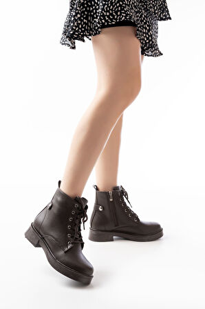 Kahve Galata Bağcıklı Fermuarlı Günlük Kadın Bot