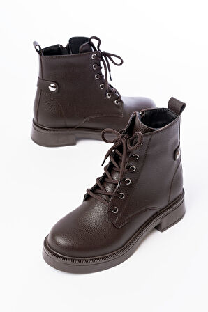 Kahve Galata Bağcıklı Fermuarlı Günlük Kadın Bot