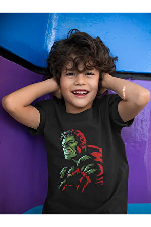 Tasarım Hulk Baskılı Unisex Avengers Film Çocuk Tişört (1-12 YAŞ)