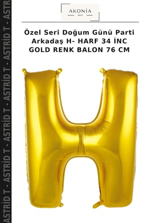 Özel Seri Doğum Günü Parti Arkadaş H- HARF 34 İNC GOLD RENK BALON 76 CM