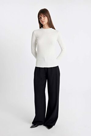 DeFacto Yarım Balıkçı Yaka Fitilli Kaşkorse Basic Uzun Kollu Tişört Tunik B2389AX24AUER105