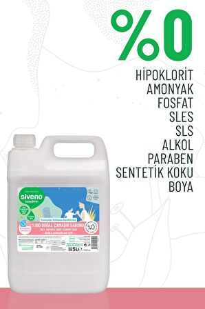 Siveno %100 Doğal Bebek Çamaşır Sabunu Kendinden Yumuşatıcılı Bitkisel Deterjan Vegan 5000 ml