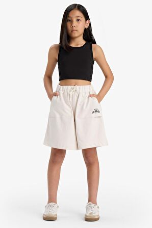 Kız Çocuk Beli Lastikli Basic Düz Şort