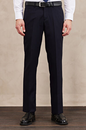 Erkek Lacivert Slim Fit Dar Kesim Kırlangıç Yaka Armürlü Takım Elbise