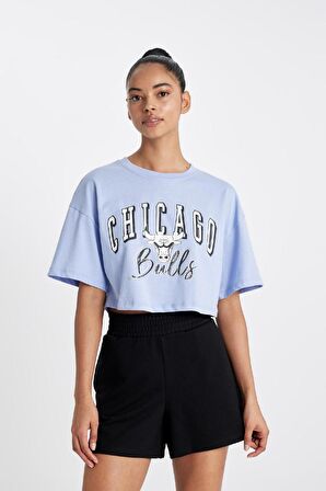 DeFactoFit NBA Chicago Bulls Bisiklet Yaka Kısa Kollu Tişört C6310AX24HSBE554