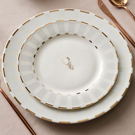 Karaca Elegance Bone Aries Metalic 24 Parça 6 Kişilik Yemek Takımı