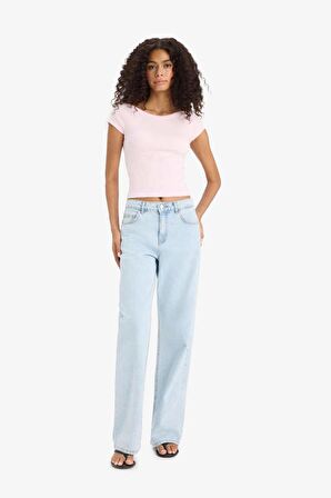 Slim Fit Dar Kesim Kayık Yaka Fitilli Kaşkorse Kısa Kollu Tişört
