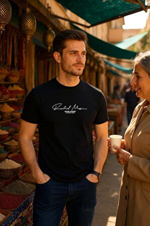 Erkek  Slim Fit Enjeksiyon Baskılı Pamuklu T-Shirt