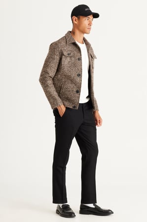 Erkek Siyah Slim Fit Dar Kesim Yan Cepli Beli Lastikli Pantolon