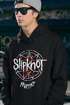 Slipknot Maggot Yazılı Unisex Oversize Rock Metal Hoodie