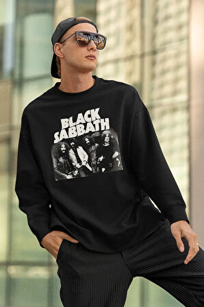 Black Sabbath Baskılı Unisex Oversize Rock Metal Sweatshirt
