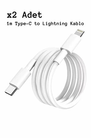 35w Çift Girişli Type-C Priz Başlık + 2 Adet TypeC Lightning Şarj Kablo Seti İphone/Samsung/Xiamoi/Huawei