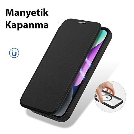 Coofbe Kart Bölmeli Cüzdanlı Manyetik Magsafe Uyumlu iPhone 14 Pro Kılıf İphone Cüzdan Kartlık Kılıf