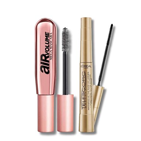 Loreal Paris Air Volume Kıl Fırça Siyah Rimel / Loreal Paris Telescopic Silikon Fırça Siyah Rimel - 2'li SETl