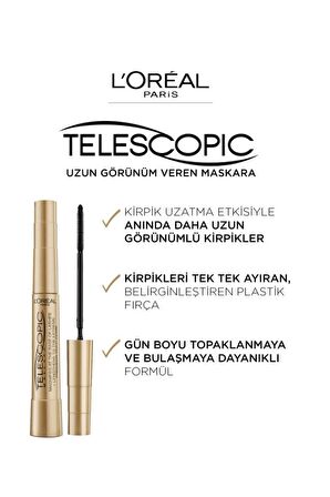 Loreal Telescopic Gold Uzun Görünüm Veren Siyah 3'lü Maskara Seti