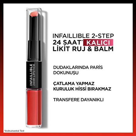 L'Oréal Paris Infaillible 2-Step 24 Saat Kalıcı Likit Ruj & Balm - 506 Red Infaillible