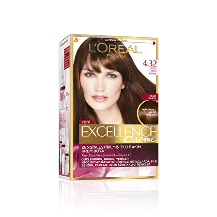 L'Oréal Paris Excellence Creme Saç Boyası 4.32 Altın Koyu Kahve