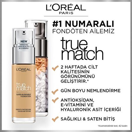 L'Oréal Paris True Match Bakım Yapan Fondöten - 4W Sıcak Alt Ton