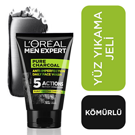 L'Oréal Paris Men Expert Pure Charcoal Cilt Problemlerine Karşı Savaşan Yüz Yıkama Jeli 100 Ml