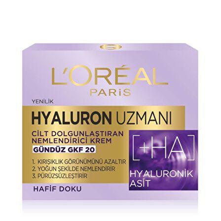 L'Oréal Paris Hyaluron Uzmanı Cilt Dolgunlaştıran Nemlendirici Krem GKF 20