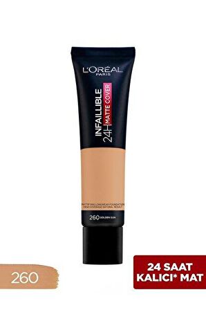 L'Oréal Paris Infaillible 24H Matte Cover Yüksek Kapatıcı Fondöten - 260 Golden Sun