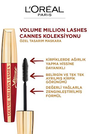 Loreal Paris Volume Million Lashes Cannes Silikon Fırça Siyah Rimel