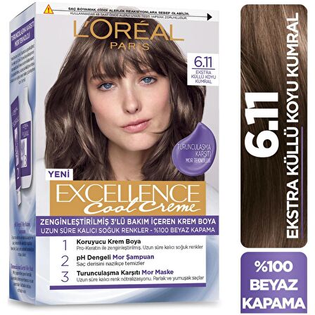 L’Oréal Paris Excellence Cool Creme Saç Boyası – 6.11 Ekstra Küllü Koyu Kumral