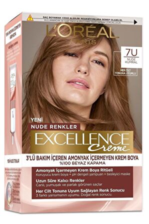 L’Oréal Paris Excellence Creme Nude Renkler Saç Boyası – 7U Nude Kumral