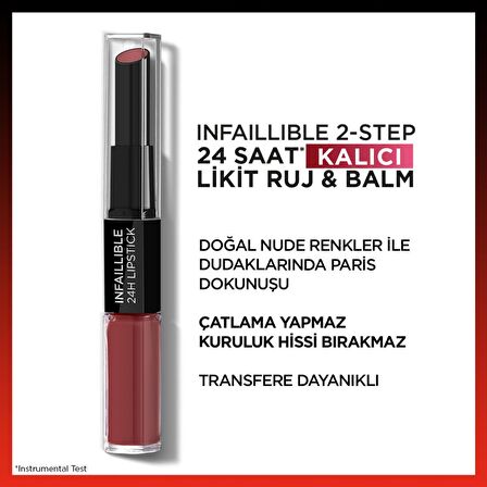 L'Oréal Paris Infaillible 2-Step 24 Saat Kalıcı Likit Ruj & Balm - 801 Toujours Toffee