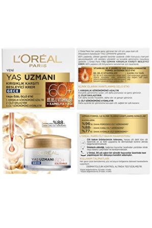 L'Oréal Paris Yaş Uzmanı 60+ Kırışıklık Karşıtı Besleyici Gece Kremi