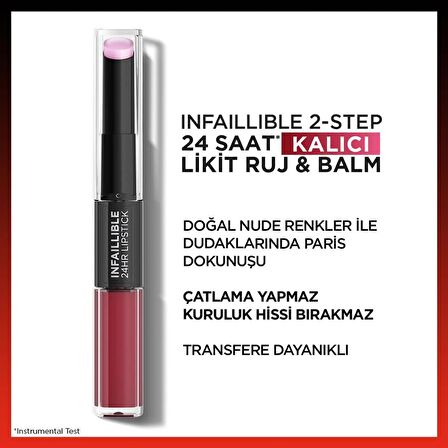 L'Oréal Paris Infaillible 2-Step 24 Saat Kalıcı Likit Ruj & Balm - 302 Rose Eternite